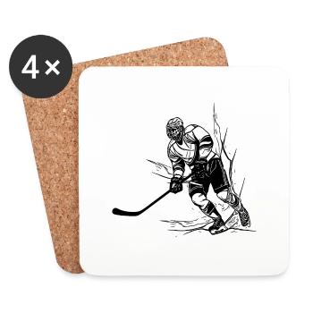 Cooler Eishockey Spieler Fan Motiv - Untersetzer (4er-Set) - Weiß - Vorne