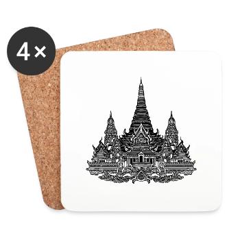 Exotic Thailand Trip Large Country Temple Complex - Coasters (set of 4) - white - Front