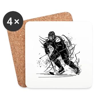 Fast Hockey Player Fan Motif - Coasters (set of 4) - white - Front