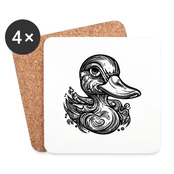 Süße kleine vintage Ente mit riesigem Schnabel - Untersetzer (4er-Set) - Weiß - Vorne