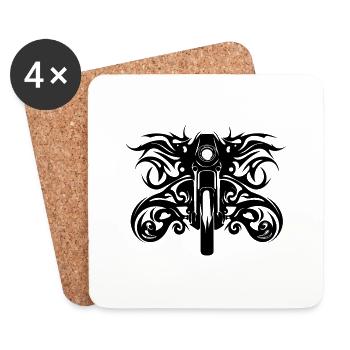 Tattoo Wild Flames Style Motor Racing - Coasters (set of 4) - white - Front