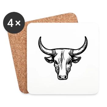Bull Grill Logo Taurus Mythology Style - Coasters (set of 4) - white - Front