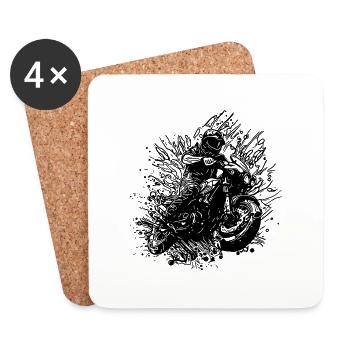 Motocycliste Road-Trip Splash Biker Style - Dessous de verre (lot de 4) - blanc - Devant