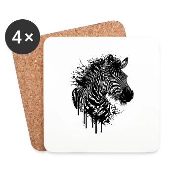Style de tatouage Wild Zebra Splash - Dessous de verre (lot de 4) - blanc - Devant