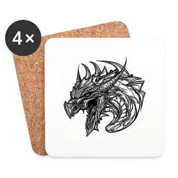 Dragon sifflant en robe à écailles de tatouage - Dessous de verre (lot de 4) - blanc - Devant