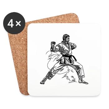 Karate Sportler Kampfgeist Tattoo Style - Untersetzer (4er-Set) - Weiß - Vorne