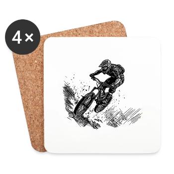 VTT vélo descente saut - Dessous de verre (lot de 4) - blanc - Devant