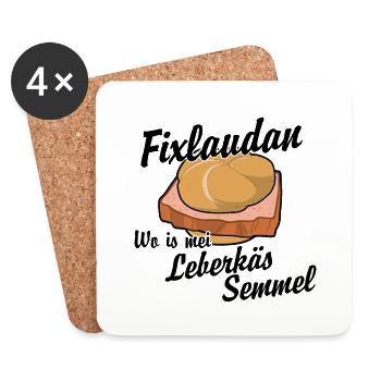 Fixlaudan wo ist meine Leberkäse Semmel - Untersetzer (4er-Set) - Weiß - Vorne