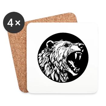 Grizzly Bear - Coasters (set of 4) - white - Front