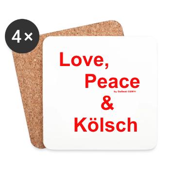 DaBeat´s: Love, Peace & Kölsch - Untersetzer (4er-Set) - Weiß - Vorne
