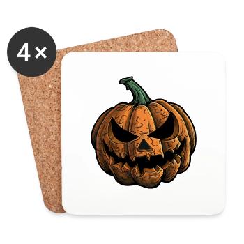 Smiling Pumpkin Face - Halloween Costume - Coasters (set of 4) - white - Front