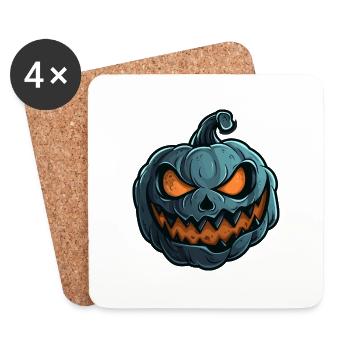 Grinning Pumpkin Face - Pumpkin Halloween - Coasters (set of 4) - white - Front