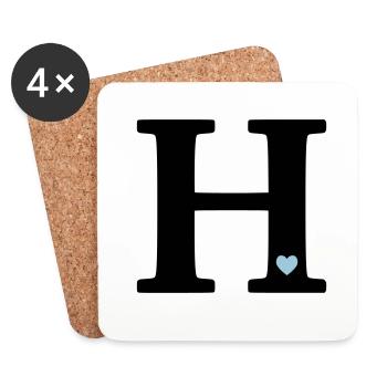 Buchstabe H Anfangsbuchstabe - Untersetzer (4er-Set) - Weiß - Vorne