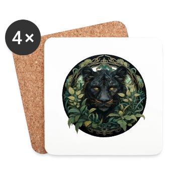 Schwarzer Panther Dschungel, Natur Design Geschenk - Untersetzer (4er-Set) - Weiß - Vorne