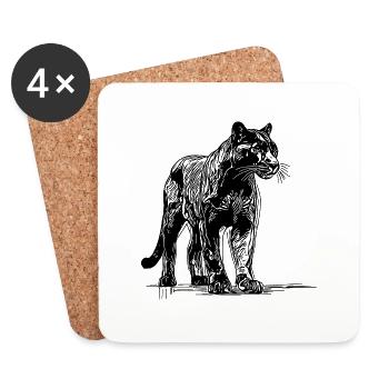 Elegant jungle animal big cat big cat big cat - Coasters (set of 4) - white - Front
