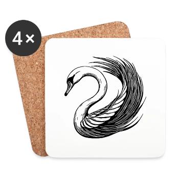 Cygne élégant orné d’ailes - Dessous de verre (lot de 4) - blanc - Devant