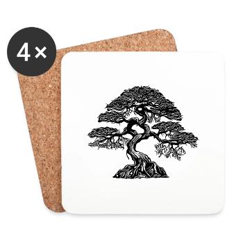 Schöner Bonsai Baum auf dem Feld am Horizont - Untersetzer (4er-Set) - Weiß - Vorne