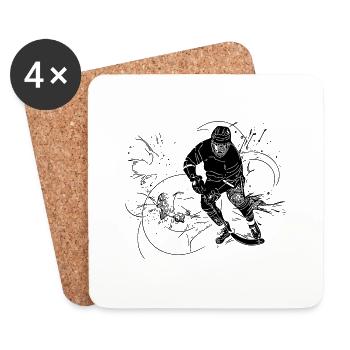 Eishockey Spieler Fan Motiv - Untersetzer (4er-Set) - Weiß - Vorne