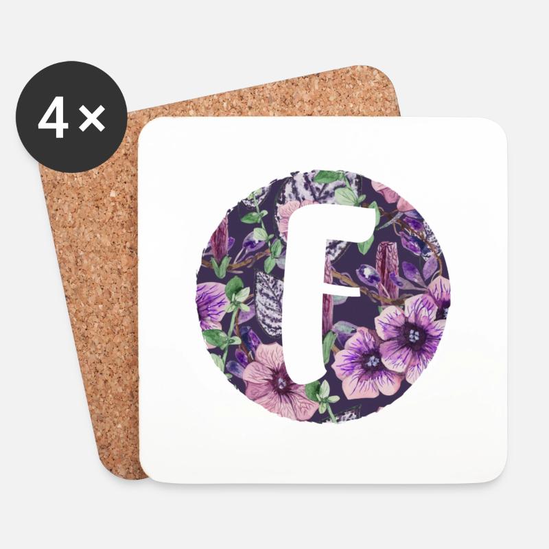 Buchstabe F - Untersetzer (4er-Set) - Weiß