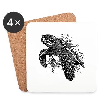 Elegante tauchende Schildkröten für Taucher - Untersetzer (4er-Set) - Weiß - Vorne