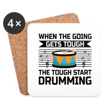 Corps de tambours Fanfare Drum Corp Musique Percussio - Dessous de verre (lot de 4) - blanc - Devant