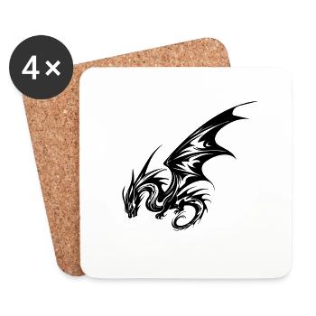 Vintager Drache mit Flügeln - Untersetzer (4er-Set) - Weiß - Vorne