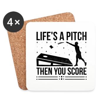 Joueurs De Cornhole Cornhole Sports Drôle De Cornhole Be - Dessous de verre (lot de 4) - blanc - Devant