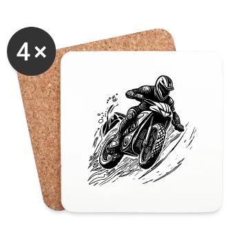 Motorrad Offroad Geländefahrt Fahrer Rennsport - Untersetzer (4er-Set) - Weiß - Vorne