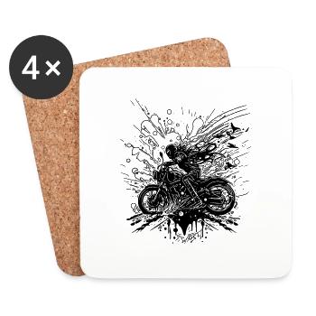 Gelände Motorrad Style Splash Biker - Untersetzer (4er-Set) - Weiß - Vorne