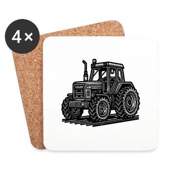 Landmaschinen Hektar Traktor Feld Schlepper - Untersetzer (4er-Set) - Weiß - Vorne
