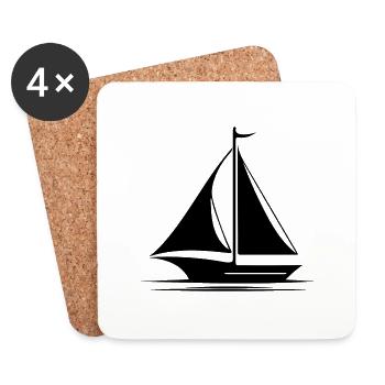 Élégant voilier à voiles déployées - Dessous de verre (lot de 4) - blanc - Devant