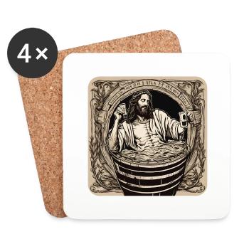 Jesus badet im Bier - Untersetzer (4er-Set) - Weiß - Vorne