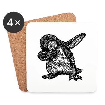 Cute Scrubby Penguin Little Dabbing Penguin - Coasters (set of 4) - white - Front