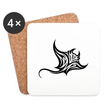 Tribal Tänzer Mantarochen Style Taucher Fan Tattoo - Untersetzer (4er-Set) - Weiß - Vorne