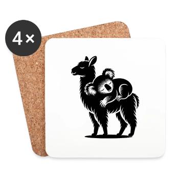 Lustiges Lama mit chillendem Koala auf dem Rücken - Untersetzer (4er-Set) - Weiß - Vorne