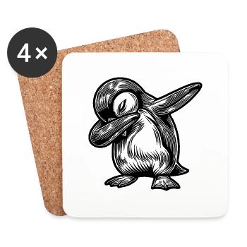 Cool Penguin Cute Little Dabbing Penguin - Coasters (set of 4) - white - Front