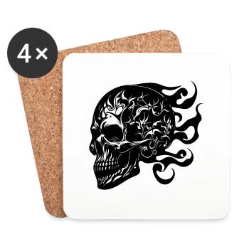 Rire Brûlant Sourire Tatouage Crâne - Dessous de verre (lot de 4) - blanc - Devant