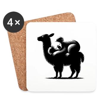 Cuddly llama with chilling koala on his back - Coasters (set of 4) - white - Front