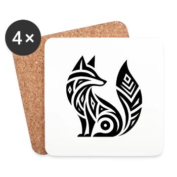 Schlauer Fuchs im Tribal Tattoo Style - Untersetzer (4er-Set) - Weiß - Vorne