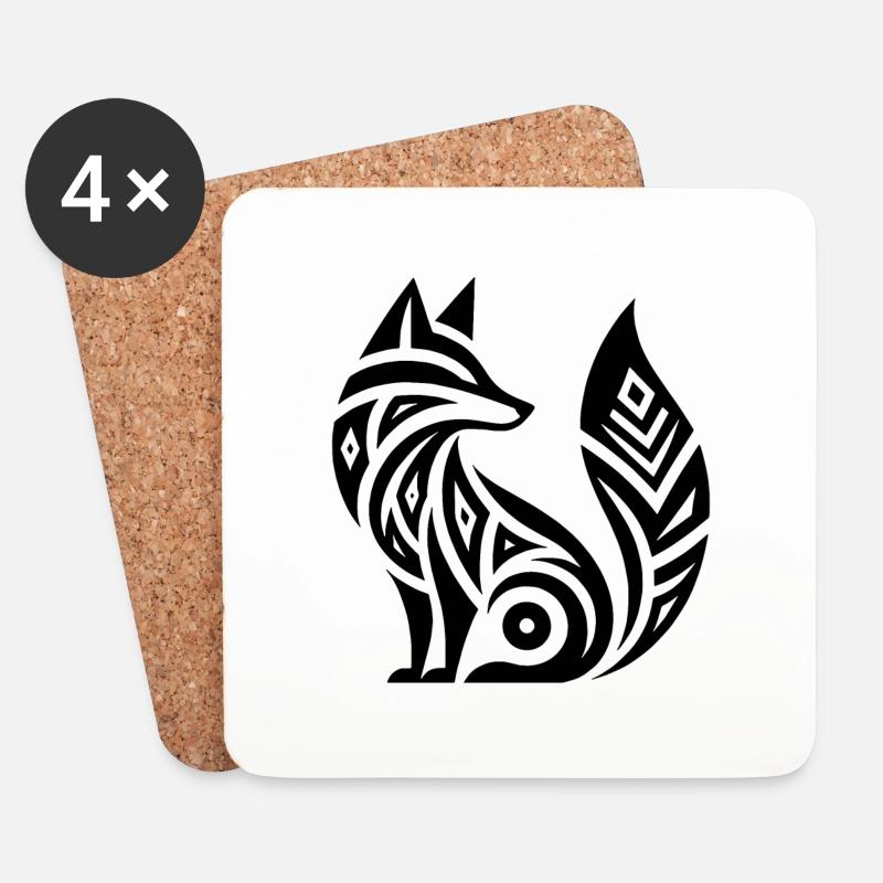 Schlauer Fuchs im Tribal Tattoo Style - Untersetzer (4er-Set) - Weiß