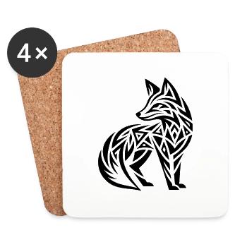 Niedlicher Fuchs im Tribal Tattoo Style - Untersetzer (4er-Set) - Weiß - Vorne