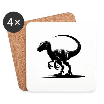 Gefährlicher Dino Velociraptor Dinosaurier - Untersetzer (4er-Set) - Weiß - Vorne
