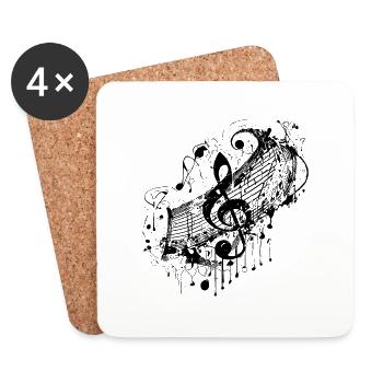 Vintage Musik Notenschlüssel im Tattoo Style - Untersetzer (4er-Set) - Weiß - Vorne