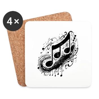 Vintage Musik Noten im Tattoo Style - Untersetzer (4er-Set) - Weiß - Vorne