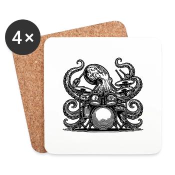 Cooler Oktopus am Schlagzeug - Untersetzer (4er-Set) - Weiß - Vorne