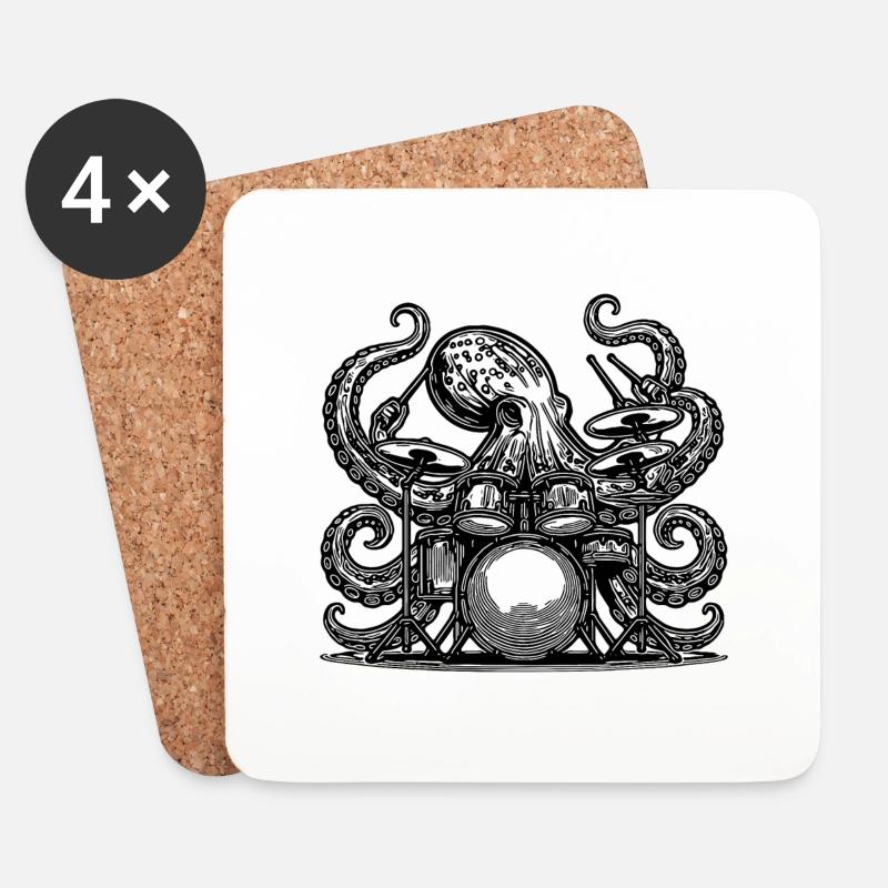 Cooler Oktopus am Schlagzeug - Untersetzer (4er-Set) - Weiß