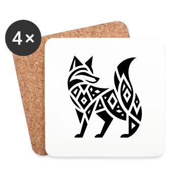 Eleganter Fuchs im Tribal Tattoo Style - Untersetzer (4er-Set) - Weiß - Vorne