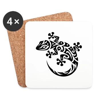 Niedlicher Gecko im Tribal Tattoo Style - Untersetzer (4er-Set) - Weiß - Vorne