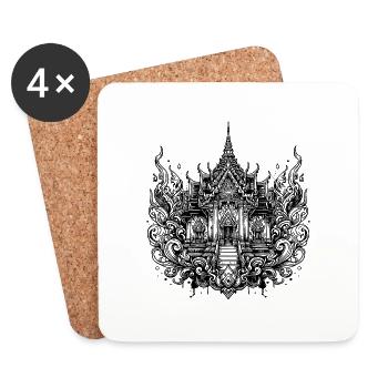 Klassischer landestypischer Thailand Tempel - Untersetzer (4er-Set) - Weiß - Vorne