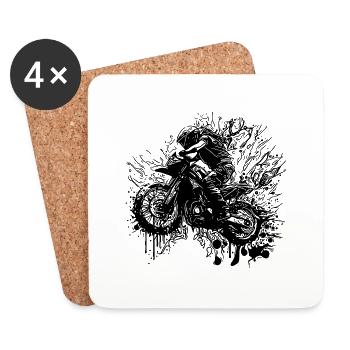 Rennsport Motorrad Geländefahrt Splash Style - Untersetzer (4er-Set) - Weiß - Vorne